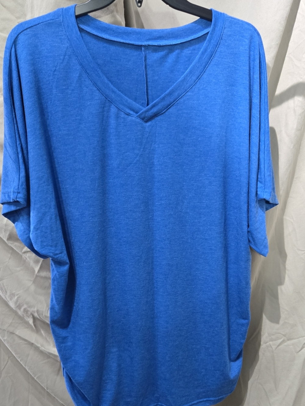 Women's Blue V-Neck Relaxed Top